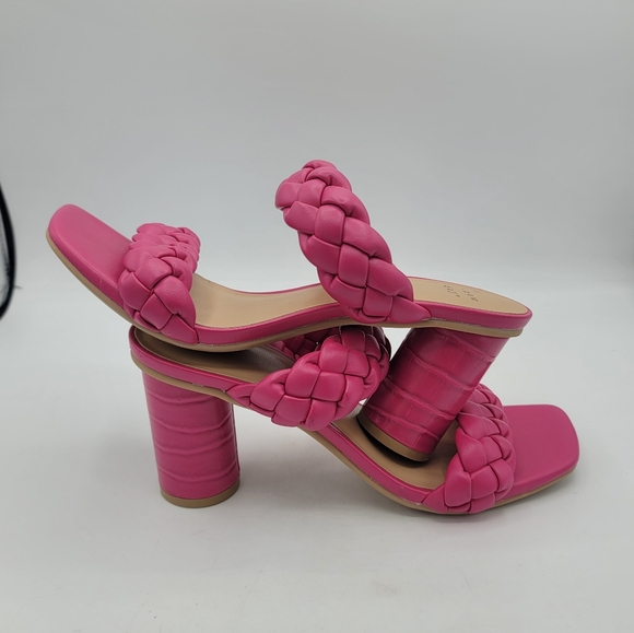 A New Day Basil Braided Block Heel Sandals Magenta Pink Size 6.5 Mules - Picture 2 of 13
